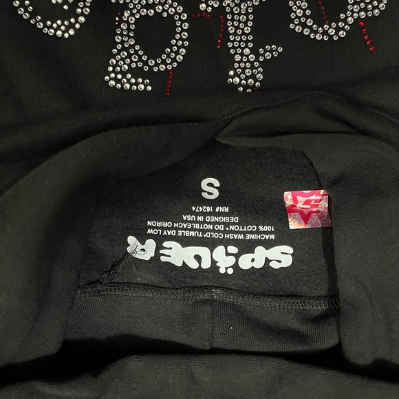 Black and Red Rhinestone Sp5der Hoodie Size S - Picture 3 of 4